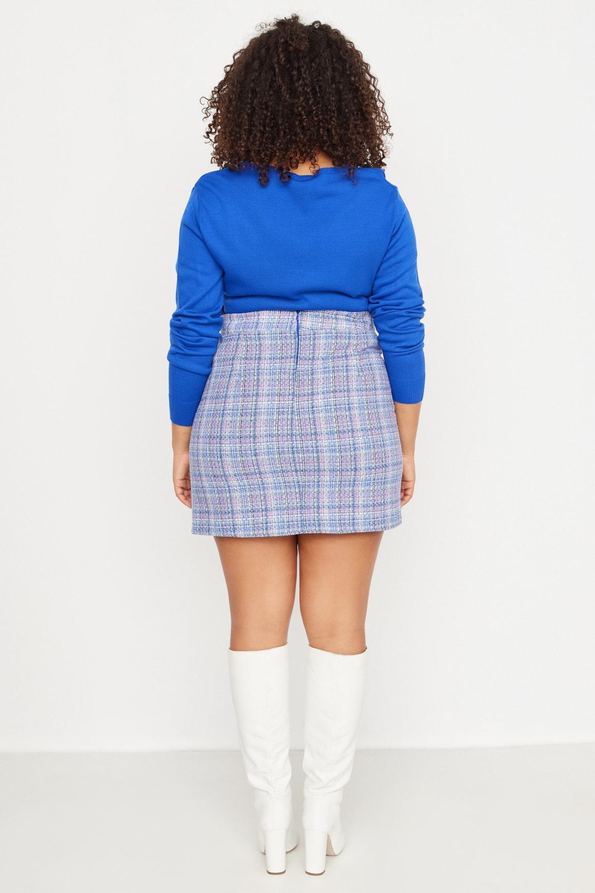 Blue Mini Plus Size Skirt, , large image number 4