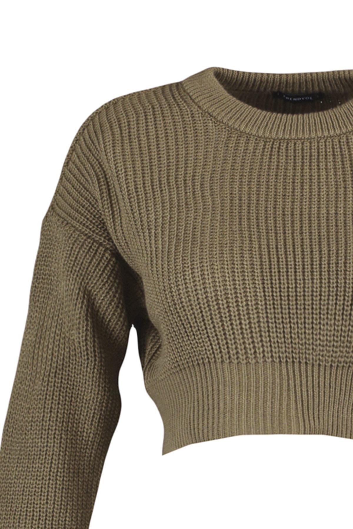 Trendyol - Brown Crew Neck Sweater