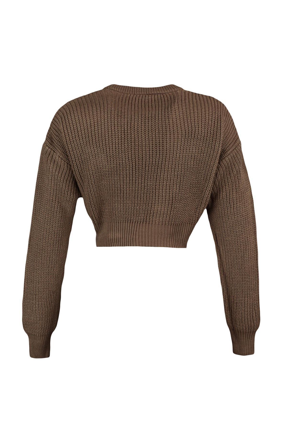 Trendyol - Brown Crew Neck Sweater