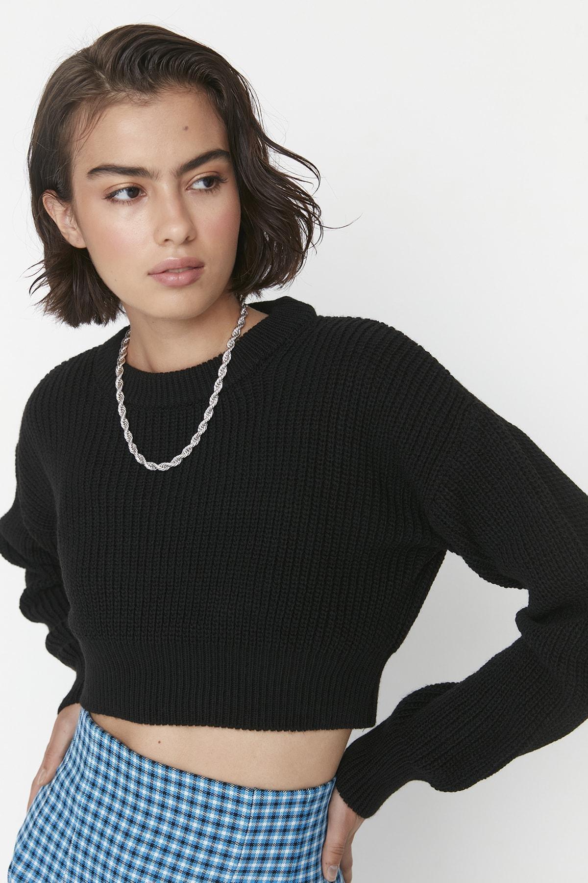 Black Crew Neck Sweater, , large image number 2