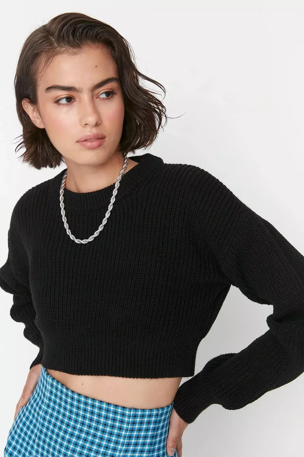 Black Crew Neck Sweater, , large image number 2