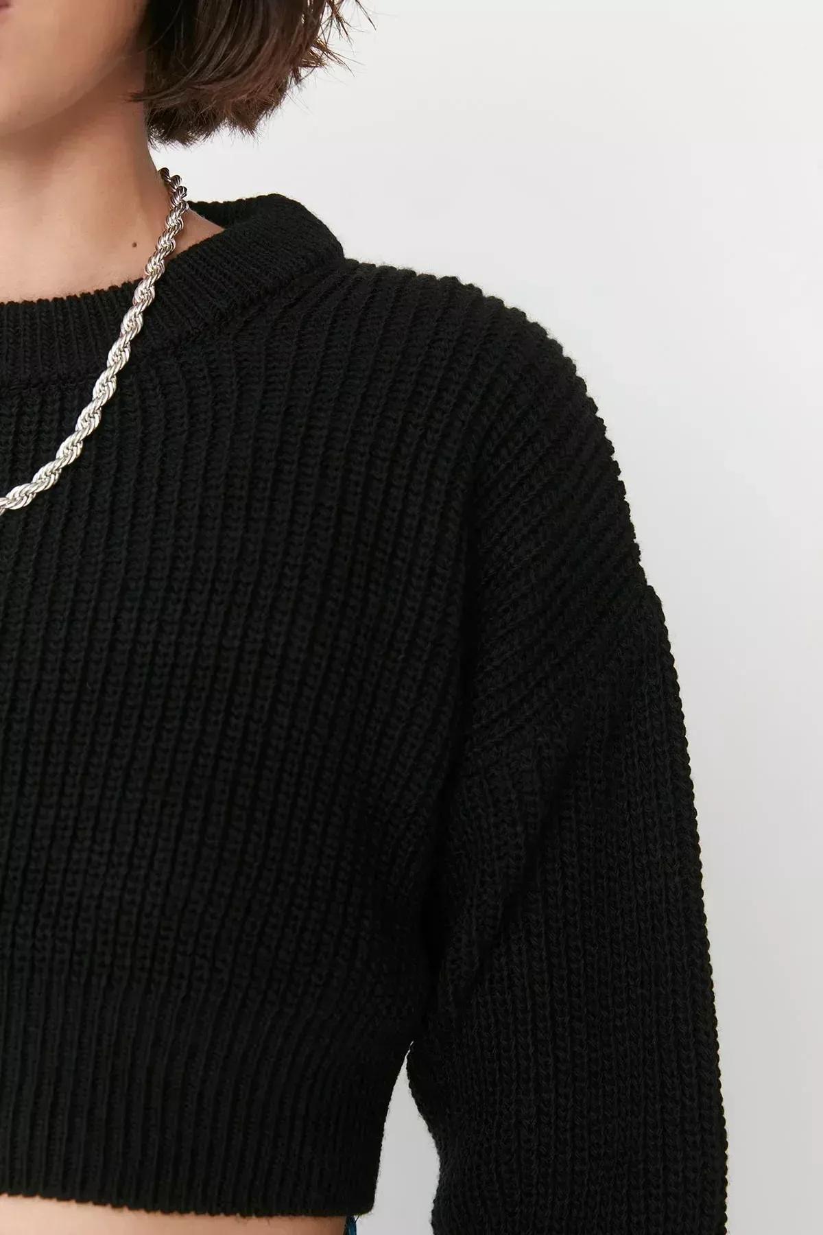 Black Crew Neck Sweater, , large image number 3