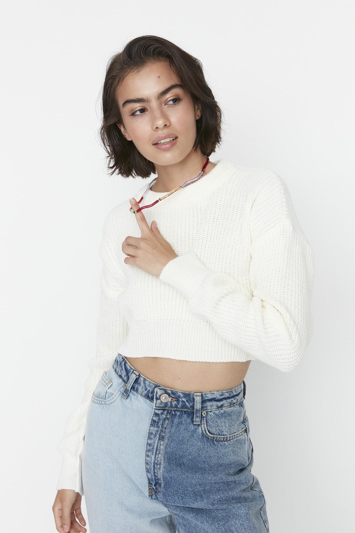 Ecru Crew Neck Sweater, , large image number 2