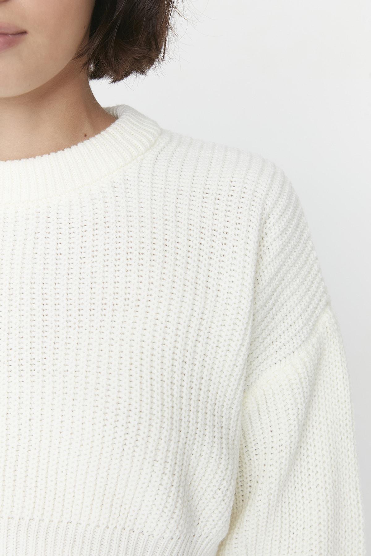 Ecru Crew Neck Sweater, , large image number 3
