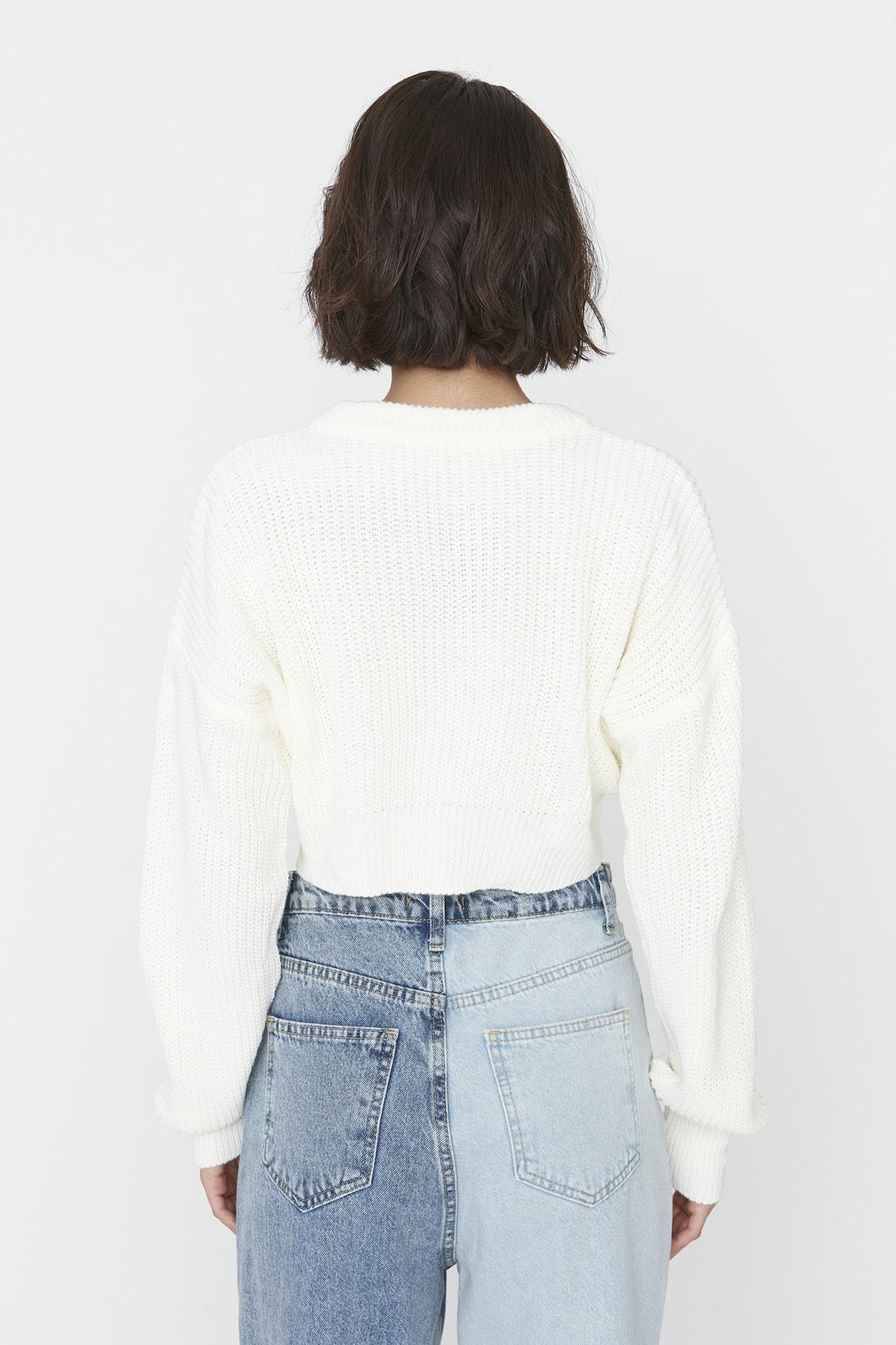 Ecru Crew Neck Sweater, , large image number 4