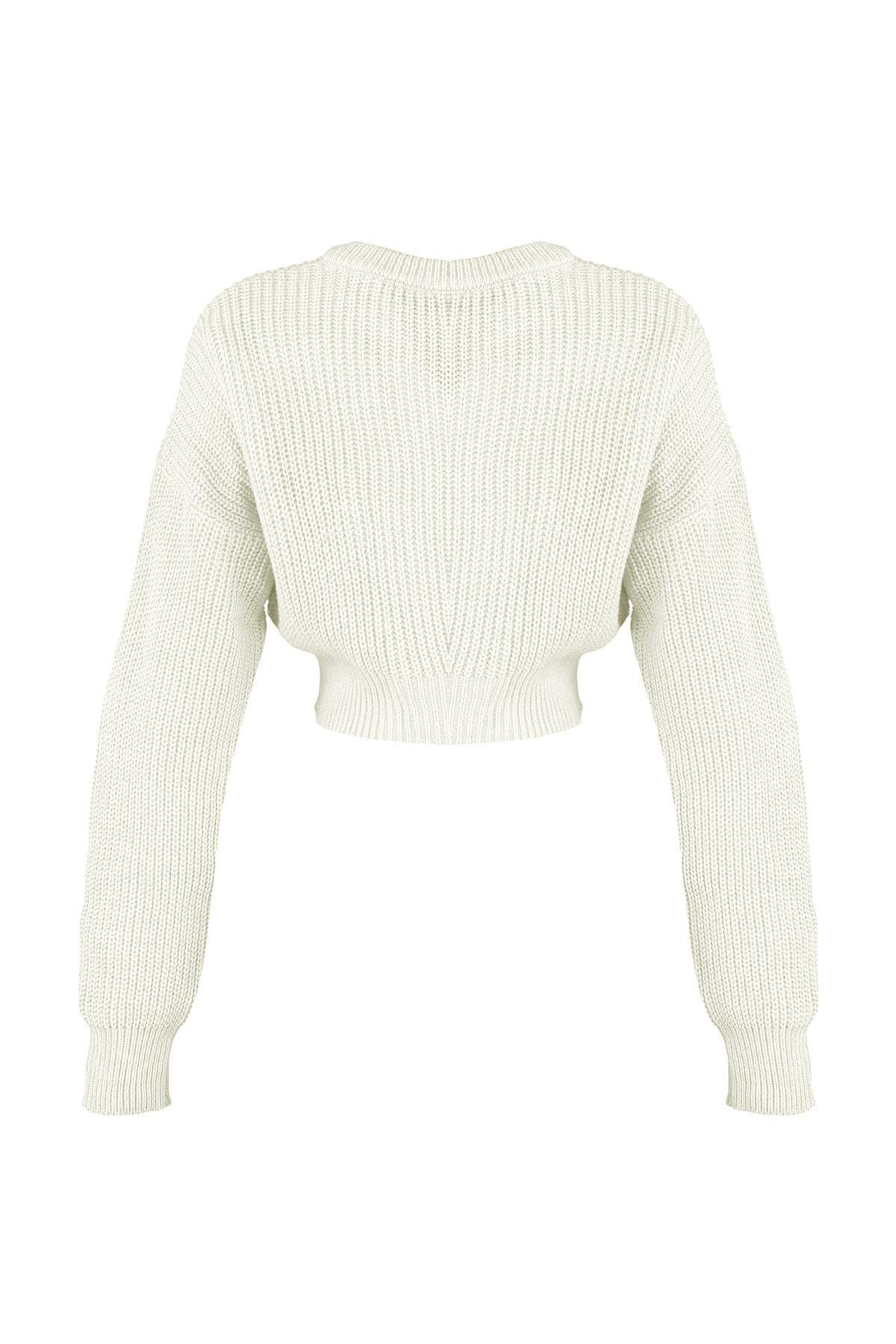 Ecru Crew Neck Sweater, , large image number 7