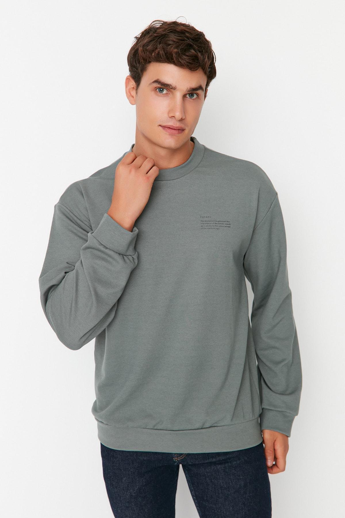Green Relaxed Crew Neck Sweatshirt, , large image number 0