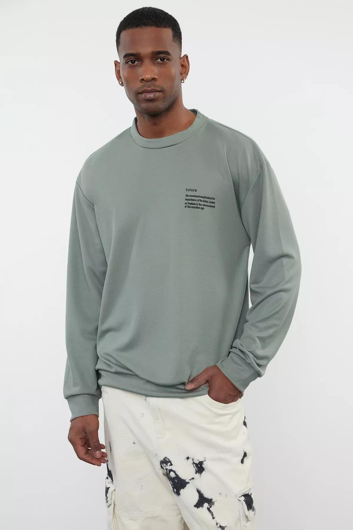 Green Relaxed Crew Neck Sweatshirt, , large image number 0