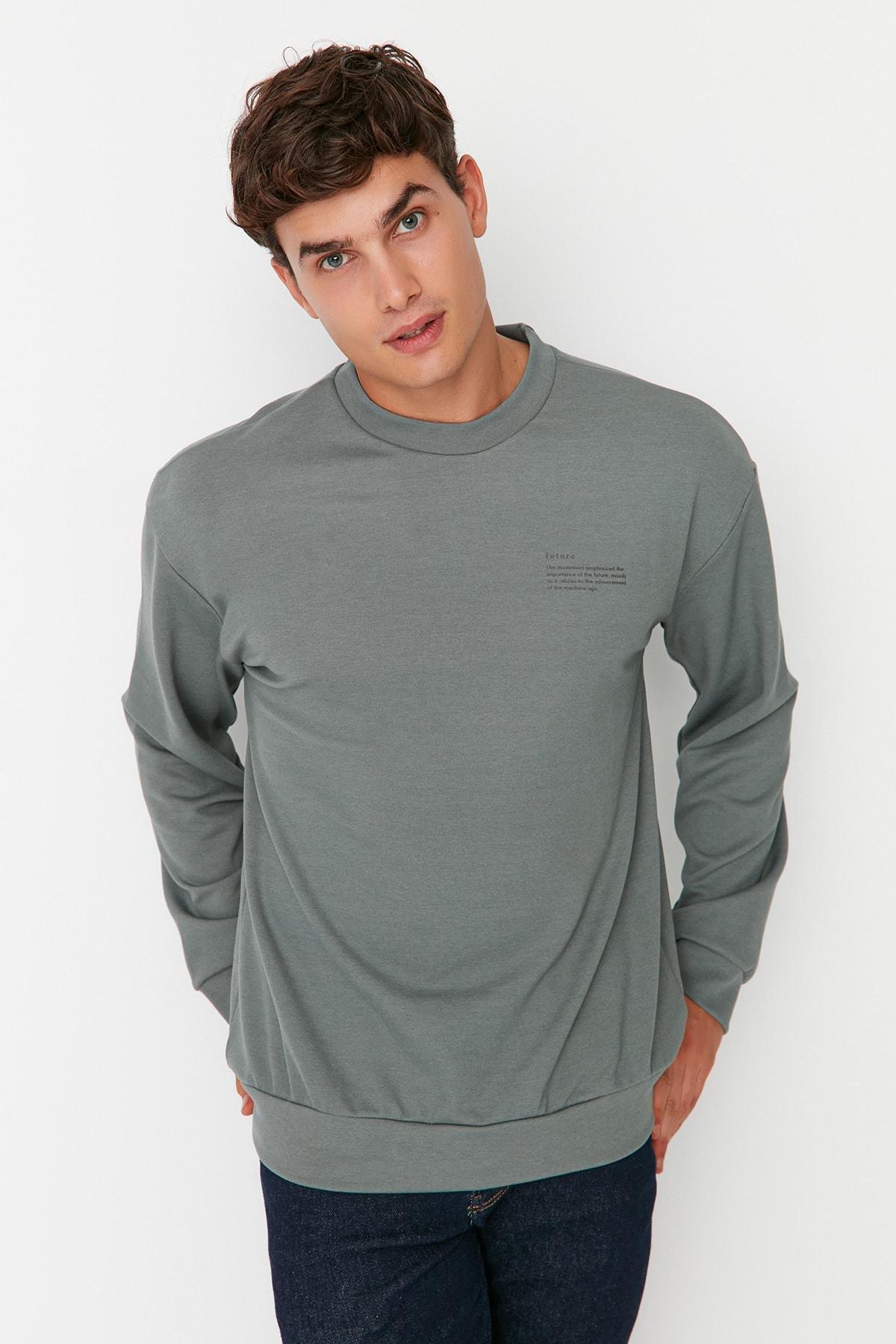 Green Relaxed Crew Neck Sweatshirt, , large image number 1