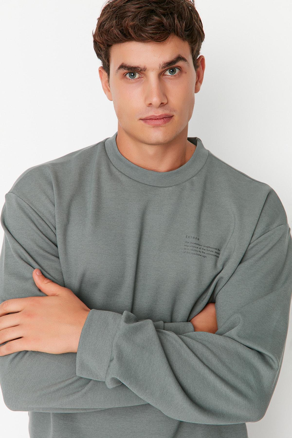 Green Relaxed Crew Neck Sweatshirt, , large image number 3