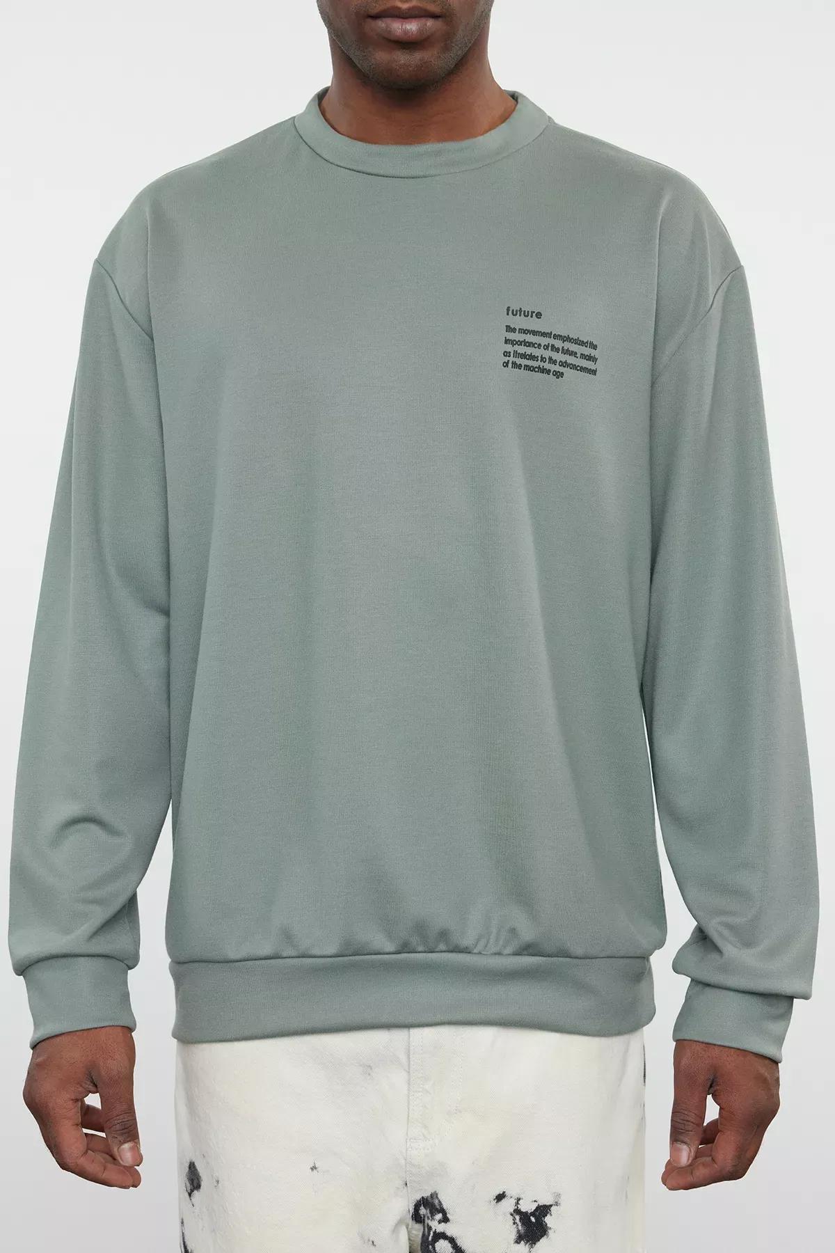 Green Relaxed Crew Neck Sweatshirt, , large image number 3