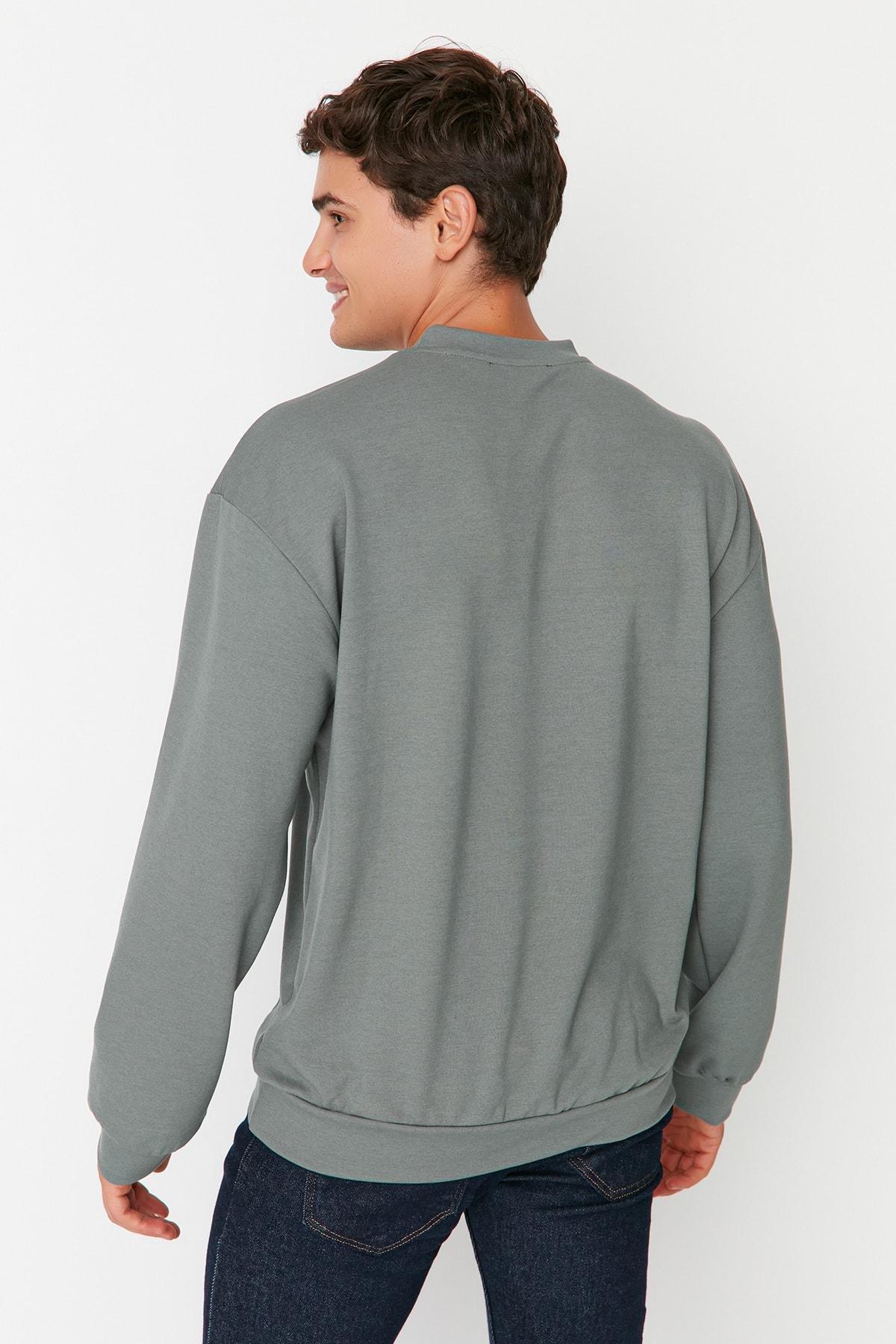 Green Relaxed Crew Neck Sweatshirt, , large image number 4