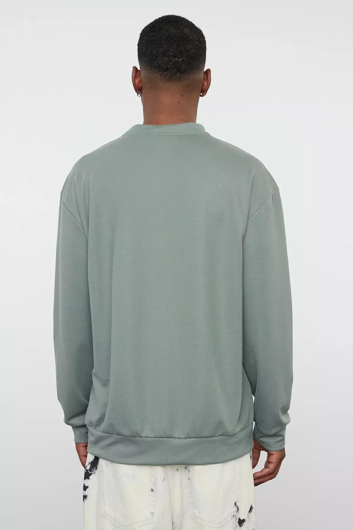 Green Relaxed Crew Neck Sweatshirt, , large image number 4