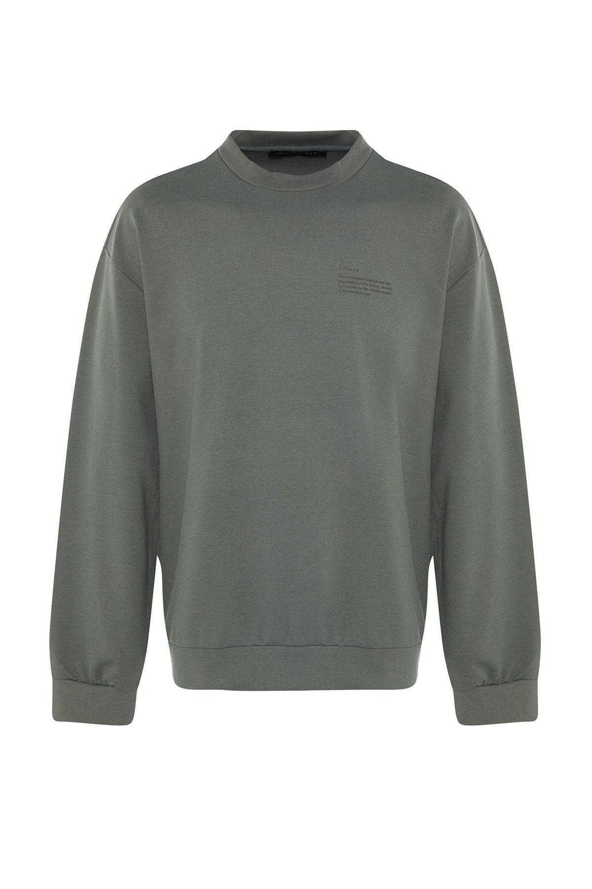 Green Relaxed Crew Neck Sweatshirt, , large image number 5