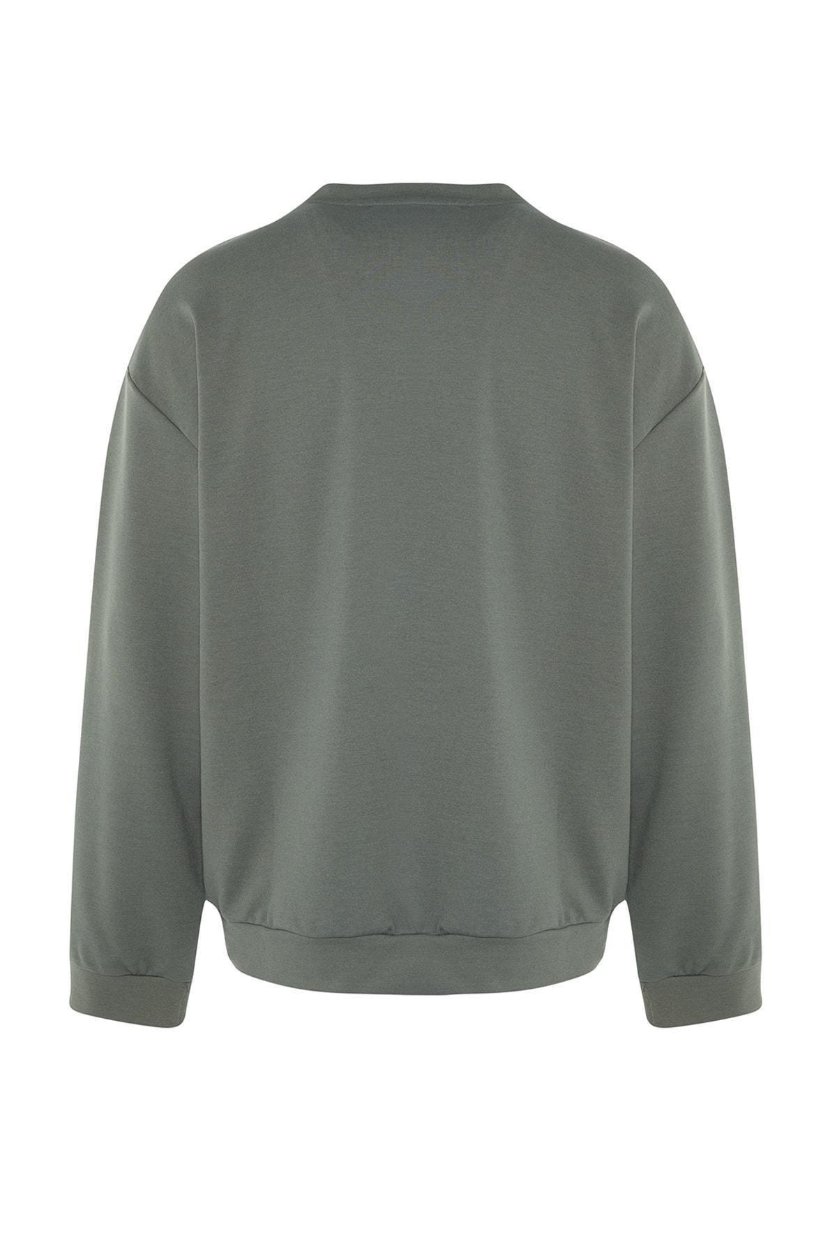 Green Relaxed Crew Neck Sweatshirt, , large image number 7