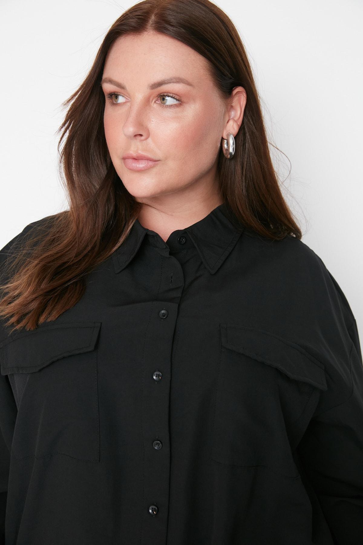 Black Oversize Plus Size Shirt, , large image number 1