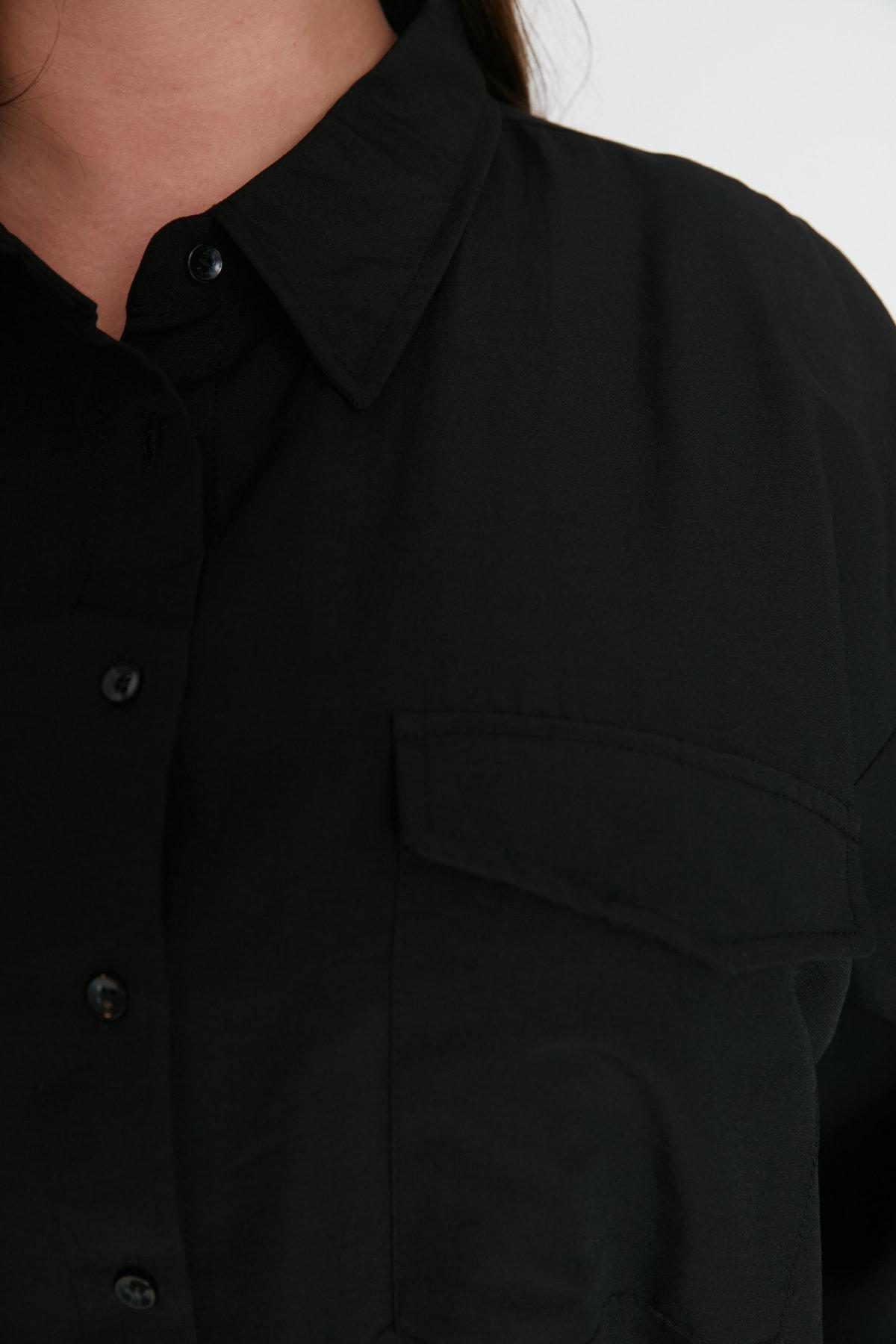 Black Oversize Plus Size Shirt, , large image number 3