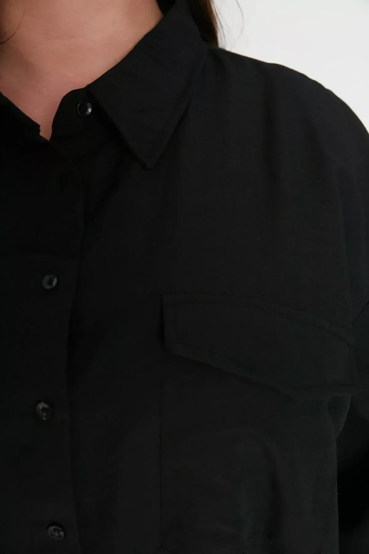 Black Oversize Plus Size Shirt, , large image number 3