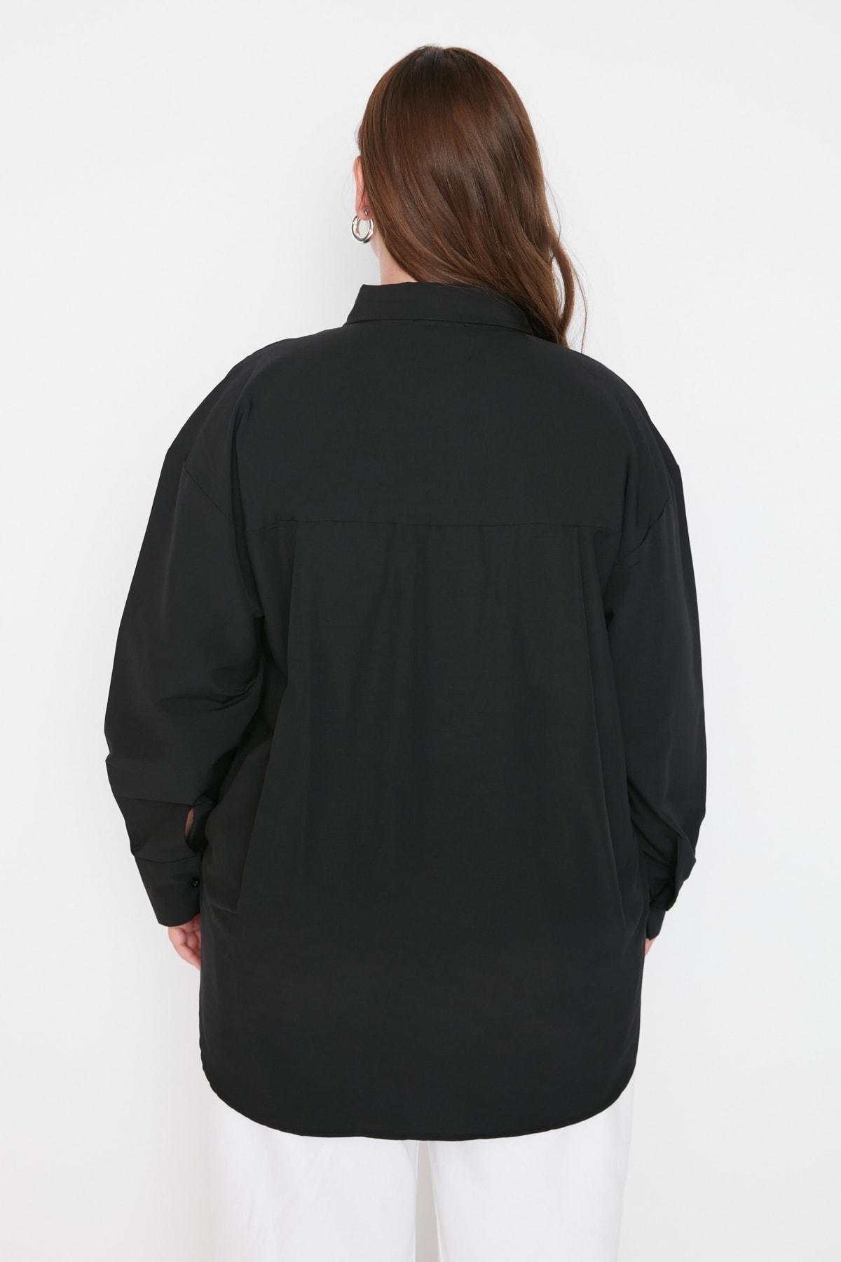 Black Oversize Plus Size Shirt, , large image number 4