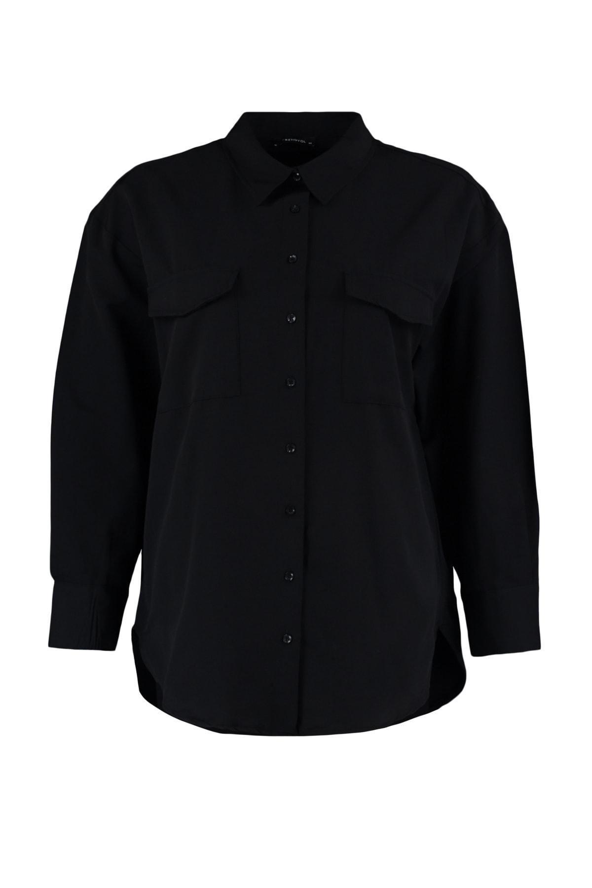 Black Oversize Plus Size Shirt, , large image number 5