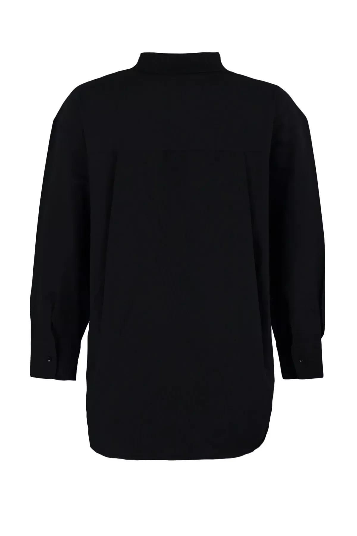 Black Oversize Plus Size Shirt, , large image number 5