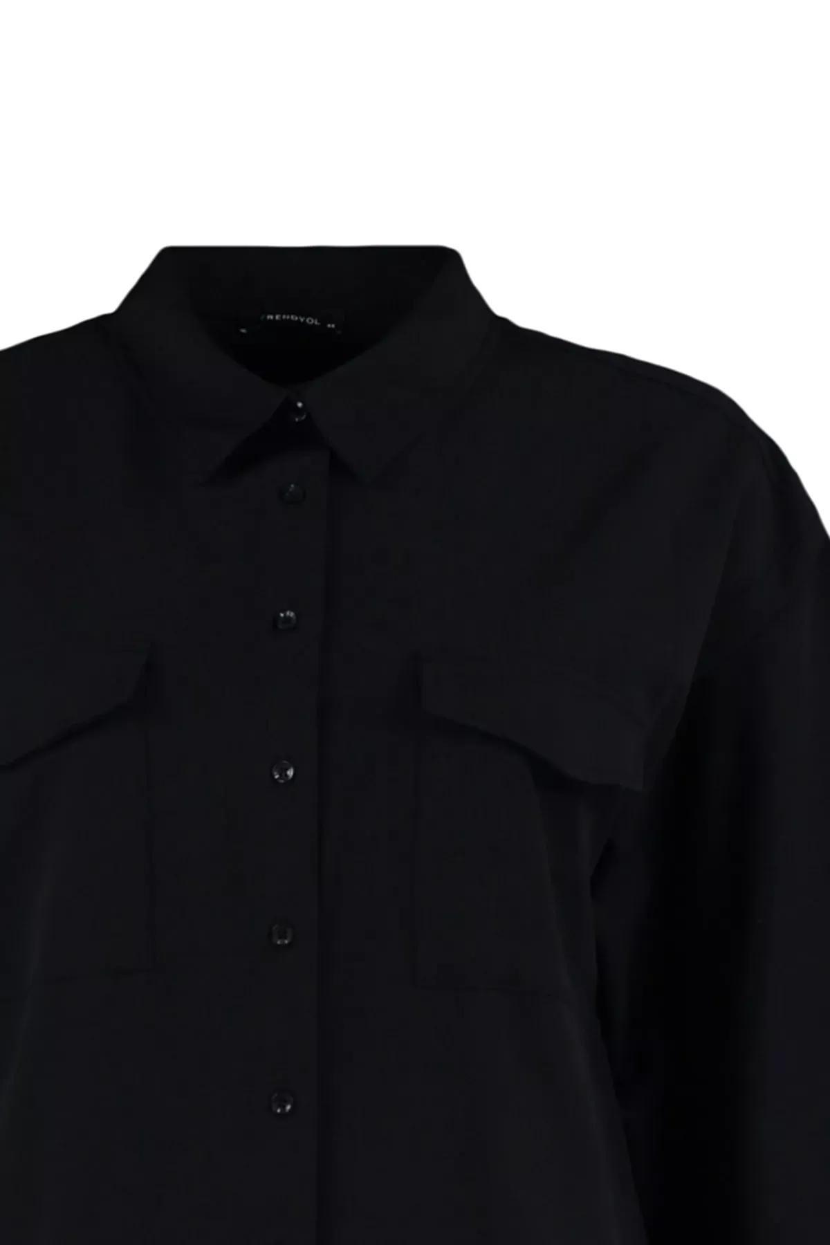 Black Oversize Plus Size Shirt, , large image number 6