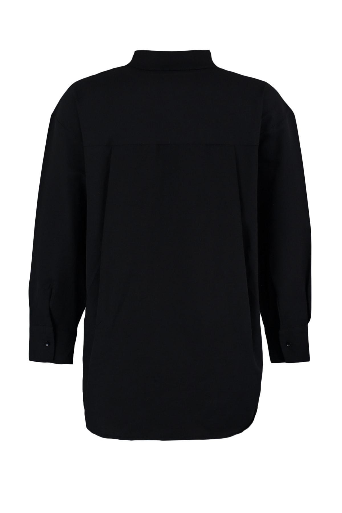 Black Oversize Plus Size Shirt, , large image number 6