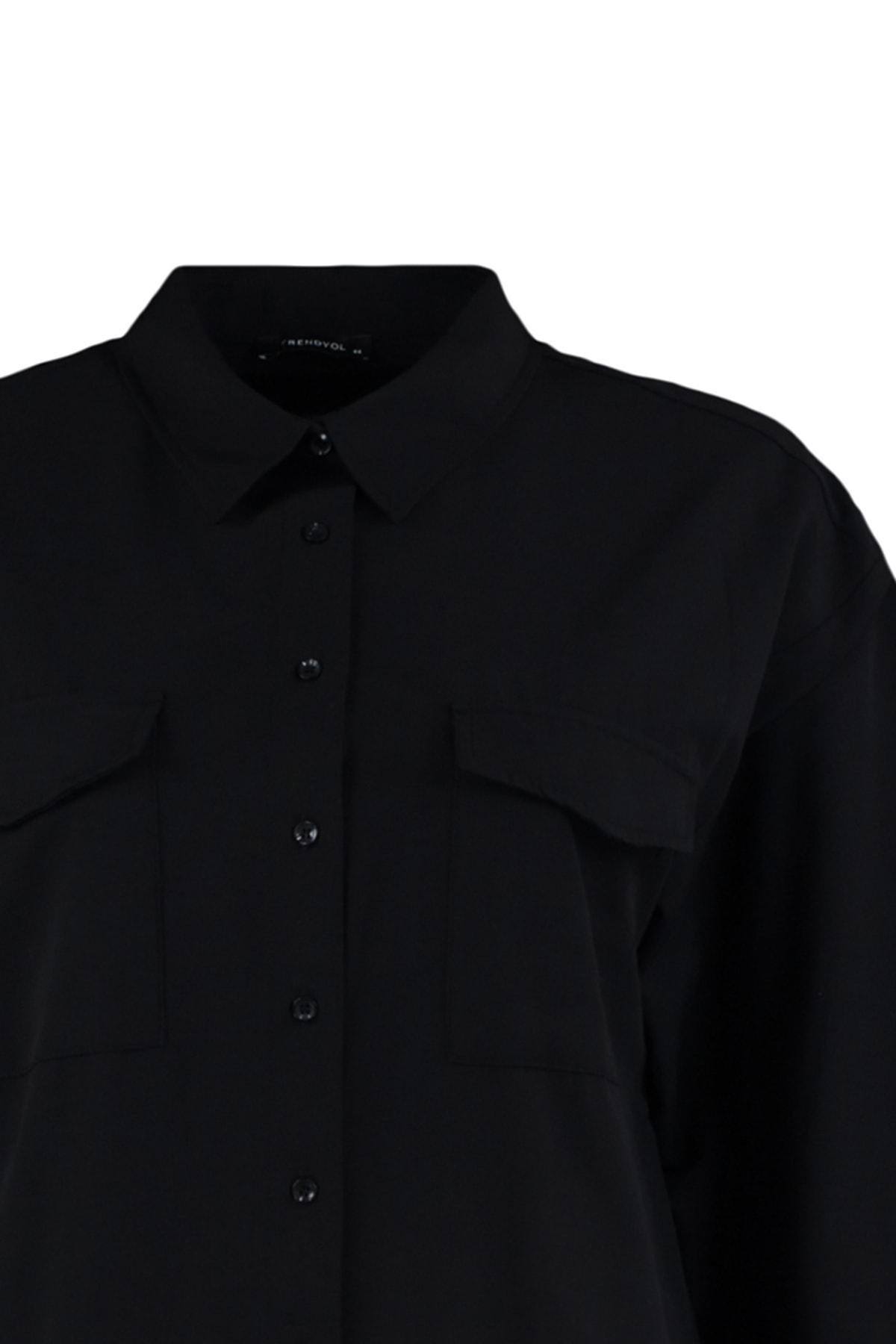 Black Oversize Plus Size Shirt, , large image number 7