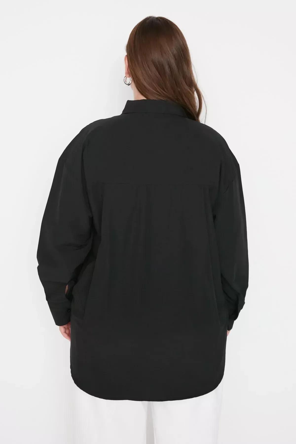 Black Oversize Plus Size Shirt, , large image number 7