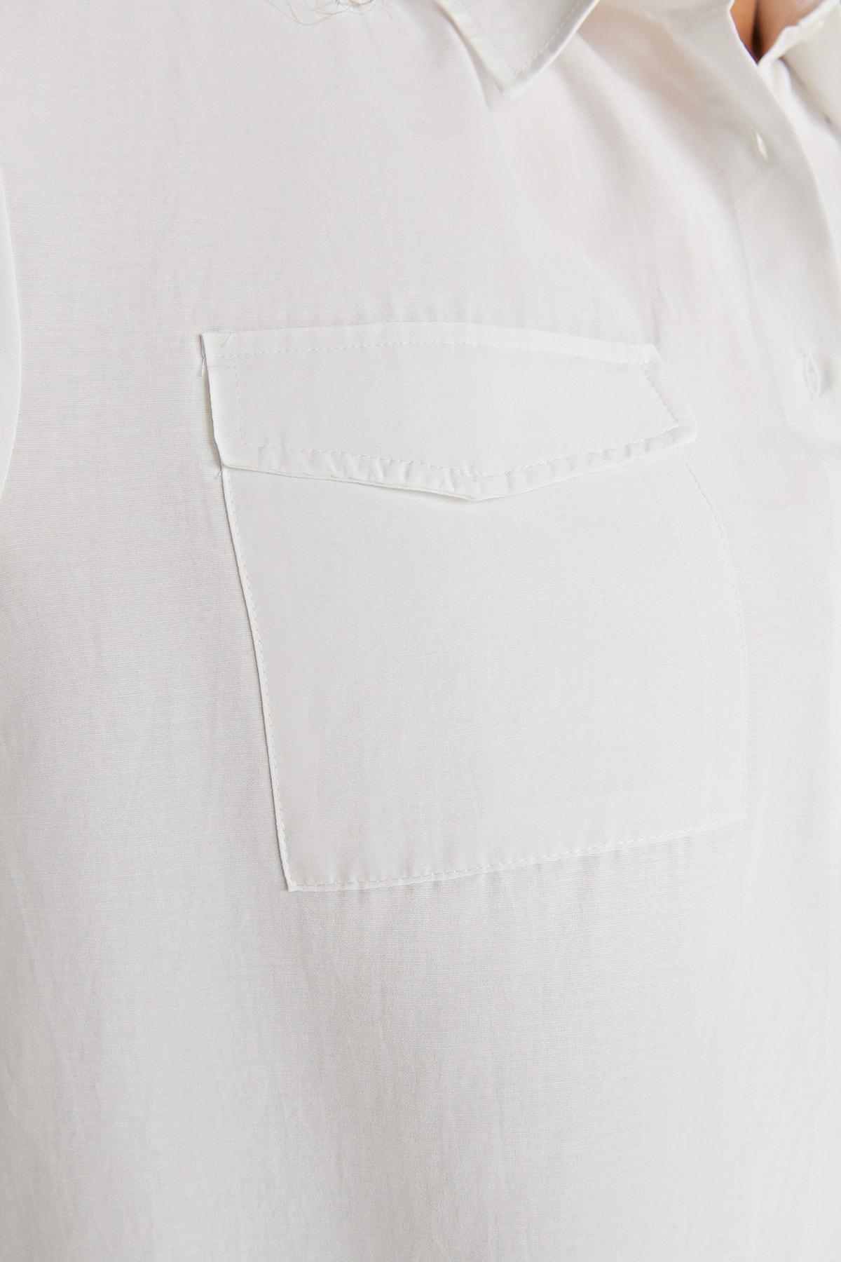 White Oversize Cotton Plus Size Shirt, , large image number 1