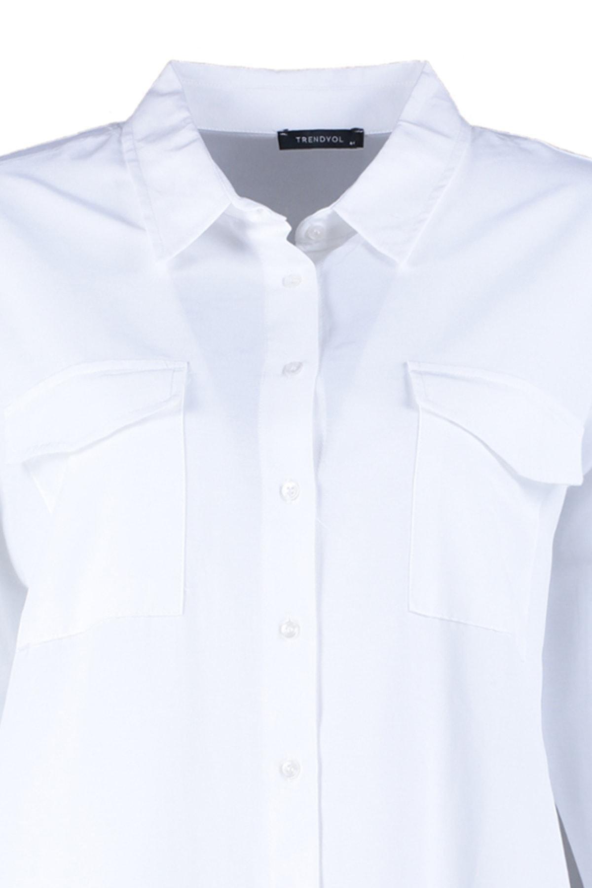 White Oversize Cotton Plus Size Shirt, , large image number 7