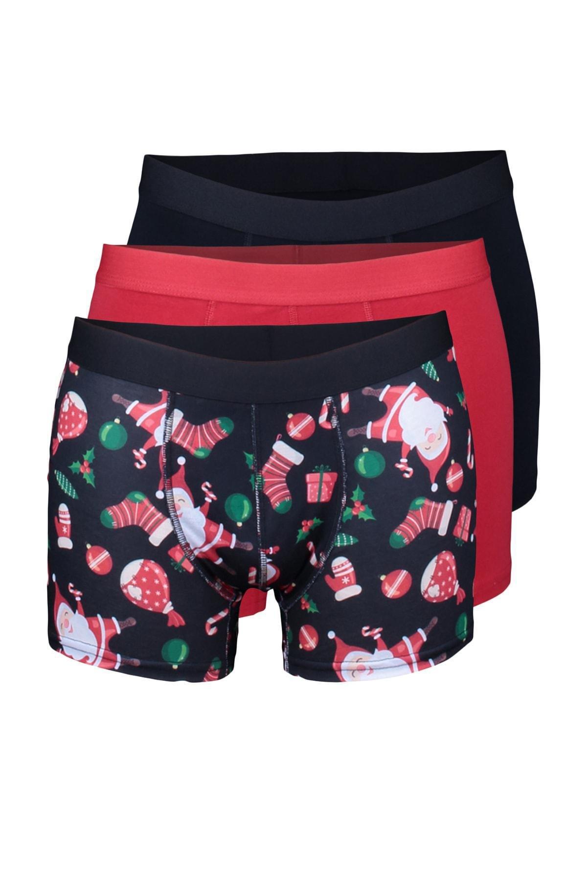 Multicolour Christmas Boxer Shorts , Set Of 3, Red, large image number 0