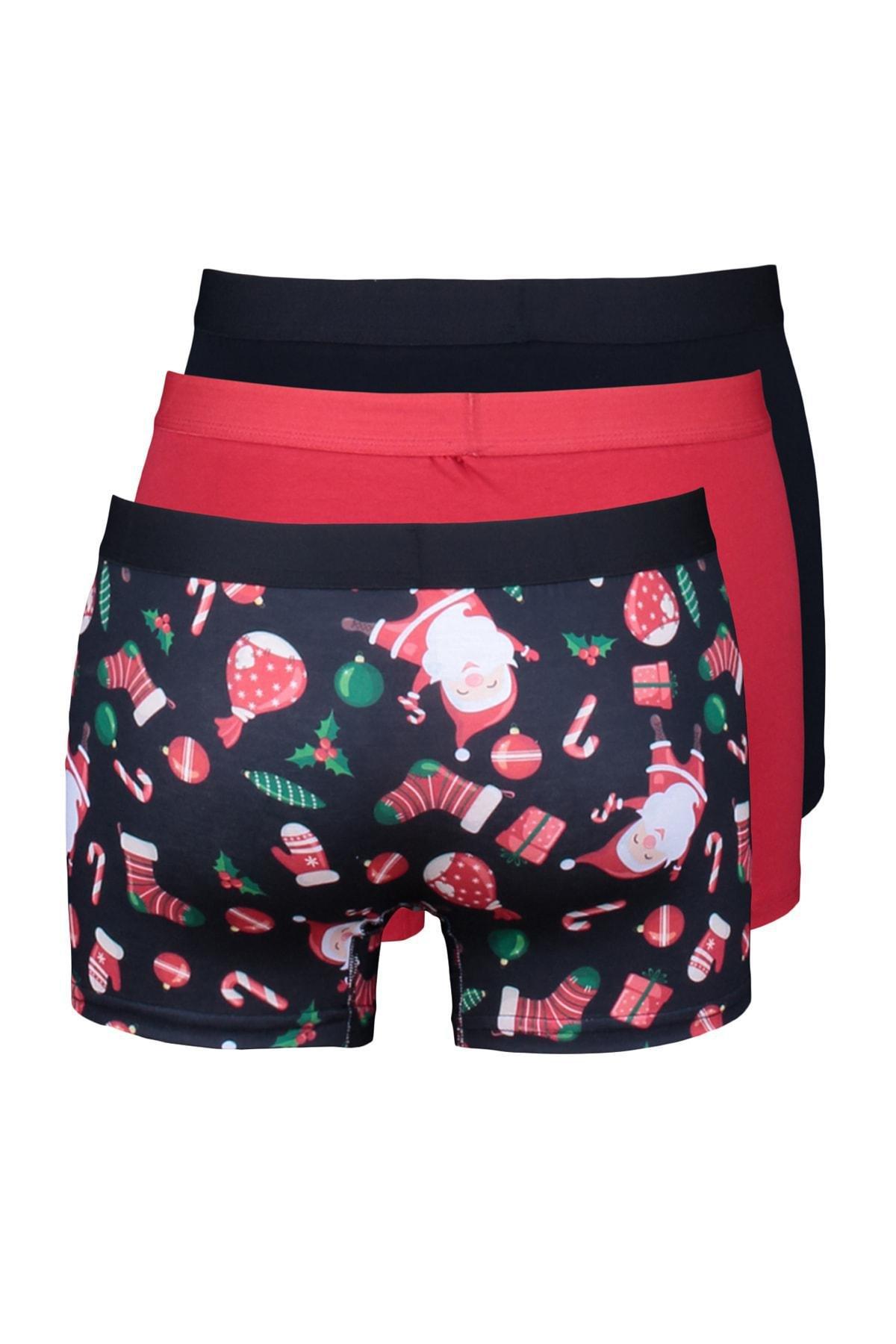 Multicolour Christmas Boxer Shorts , Set Of 3, Red, large image number 1