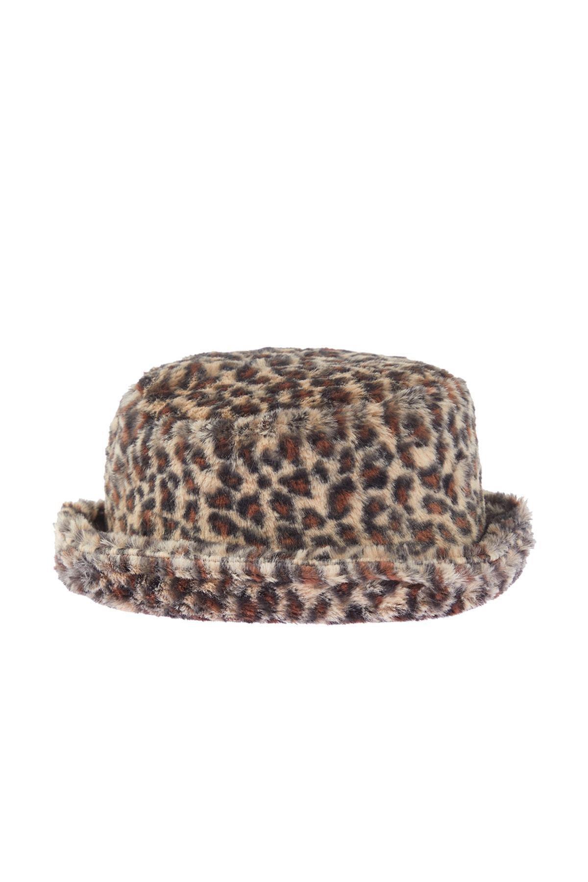 Brown Animal Print Casual Hat, Brown, large image number 4