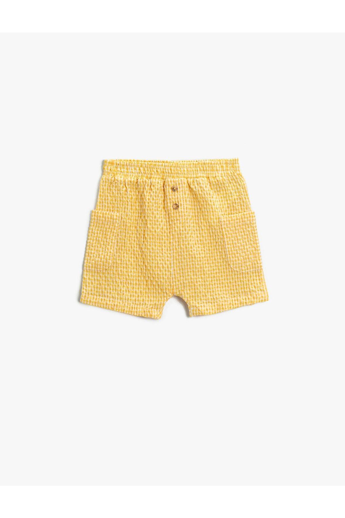 Koton - Yellow Checked Shorts, Kids Boys