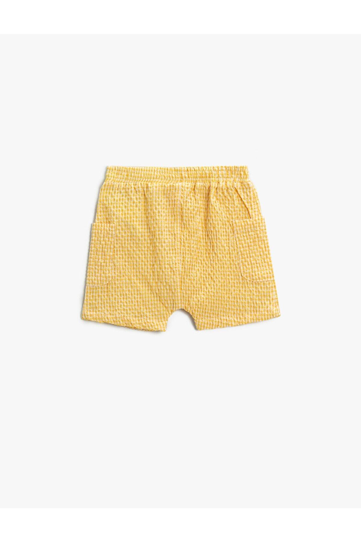 Koton - Yellow Checked Shorts, Kids Boys