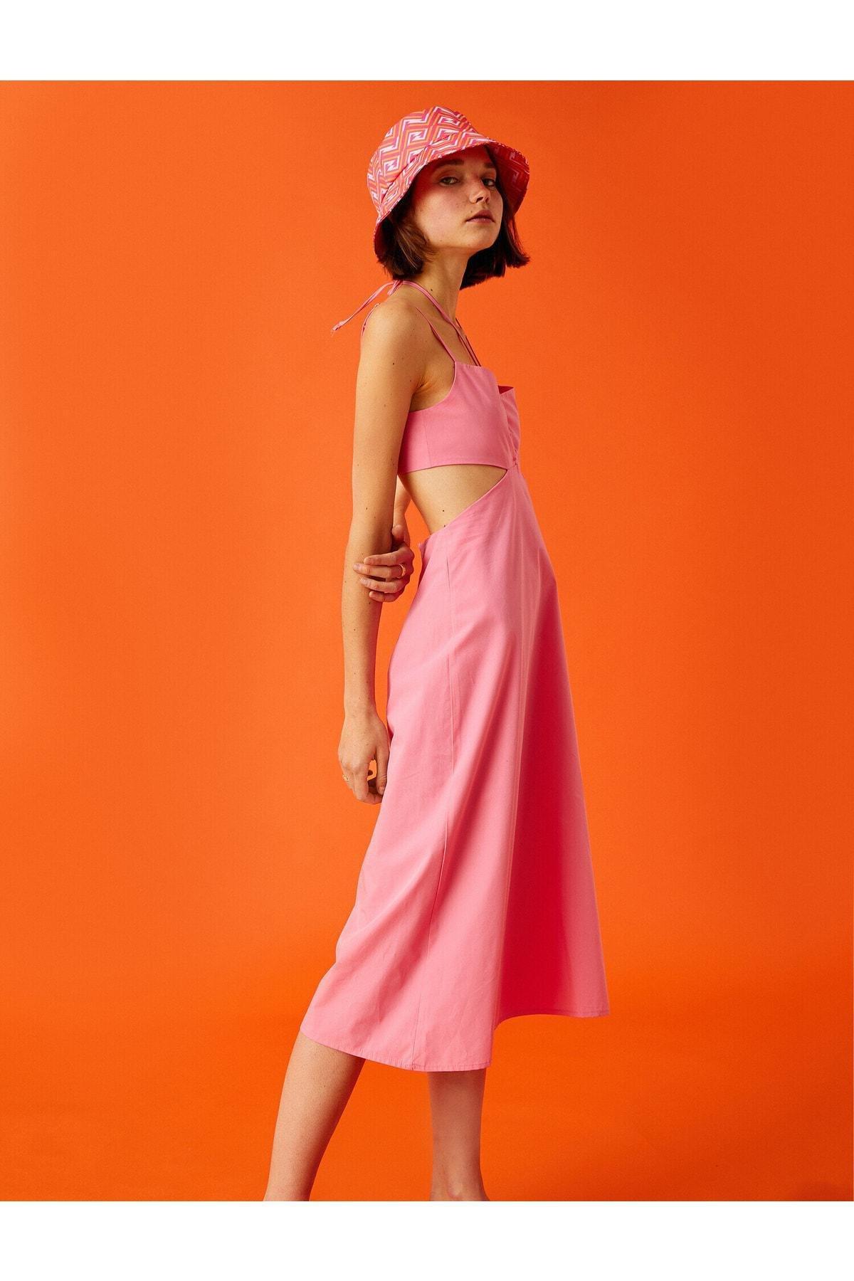 Koton - Pink Thin Straps Midi Dress