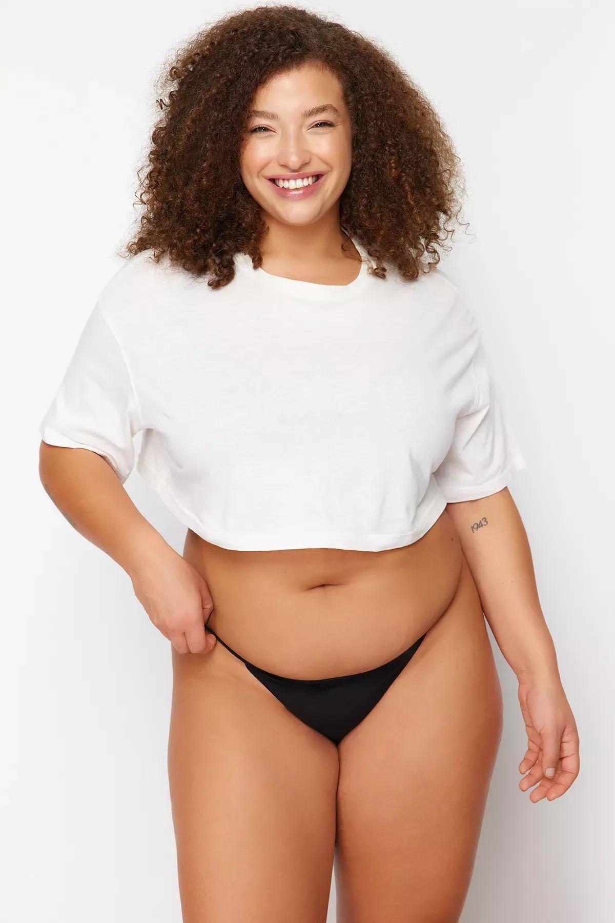 Black Cotton Plus Size Briefs, Black, large image number 1