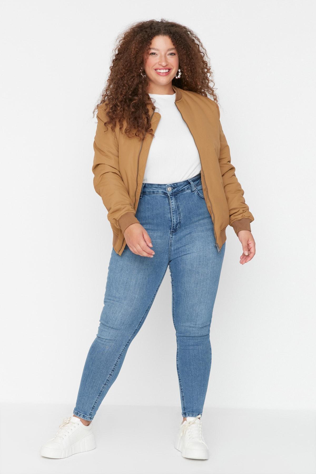 Trendyol - Blue Skinny High Waist Plus Size Jeans