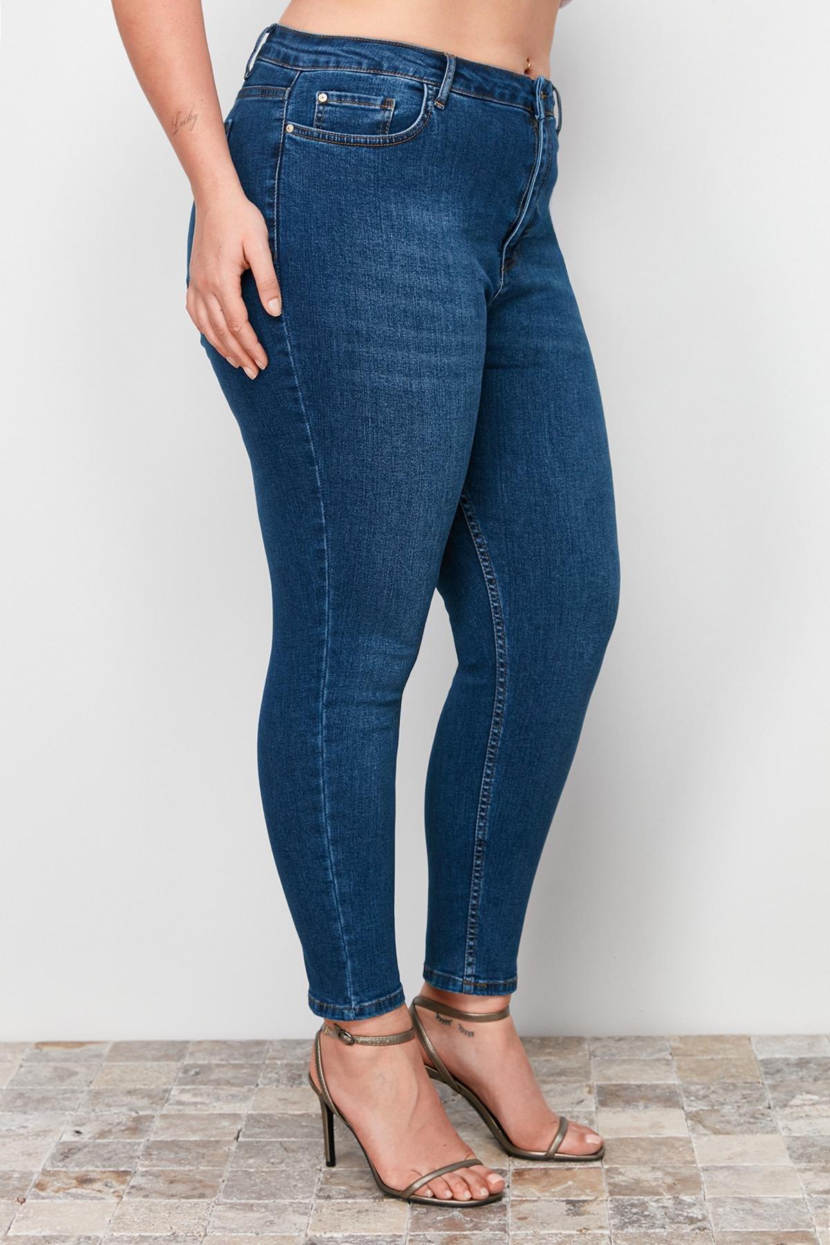 Blue Skinny High Waist Plus Size Jeans, , large image number 6