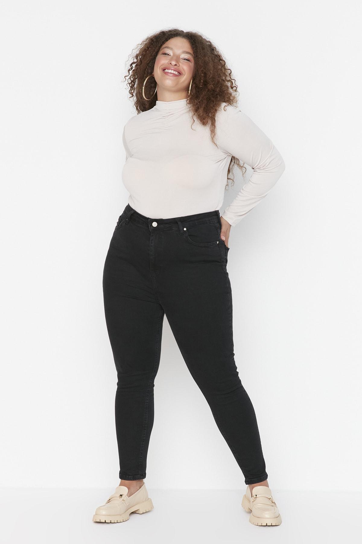 Black Skinny High Waist Plus Size Jeans, , large image number 4