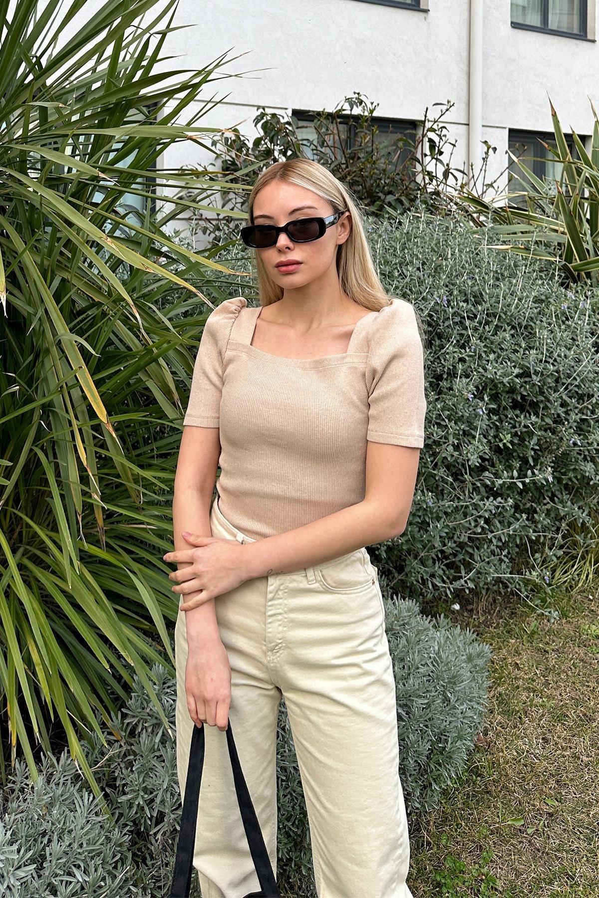 Beige Plain Blouse ALC-X8605, Beige, large image number 2
