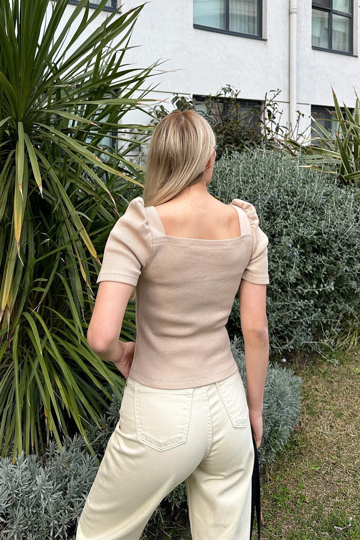 Beige Plain Blouse ALC-X8605, Beige, large image number 3