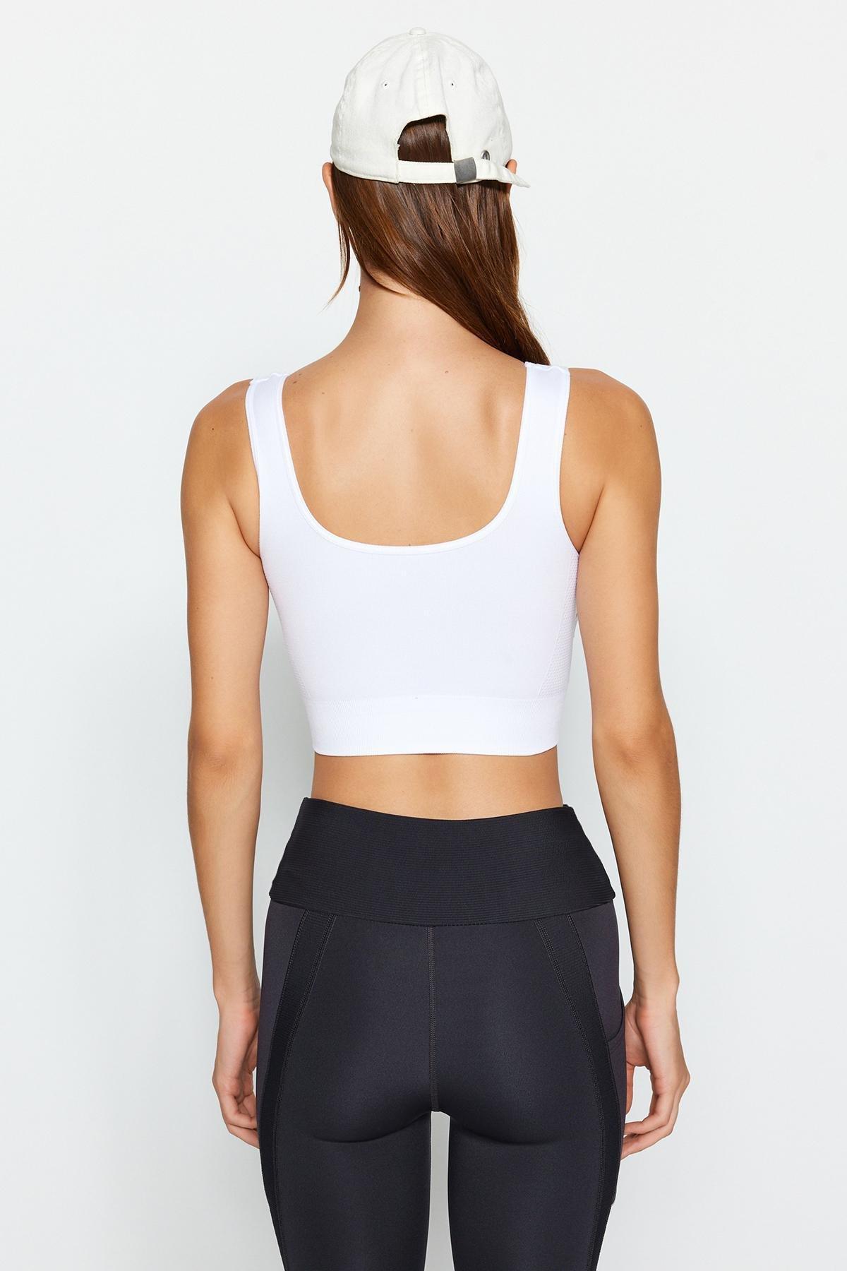 White Seamless Pattern Sports Bra, , large image number 3