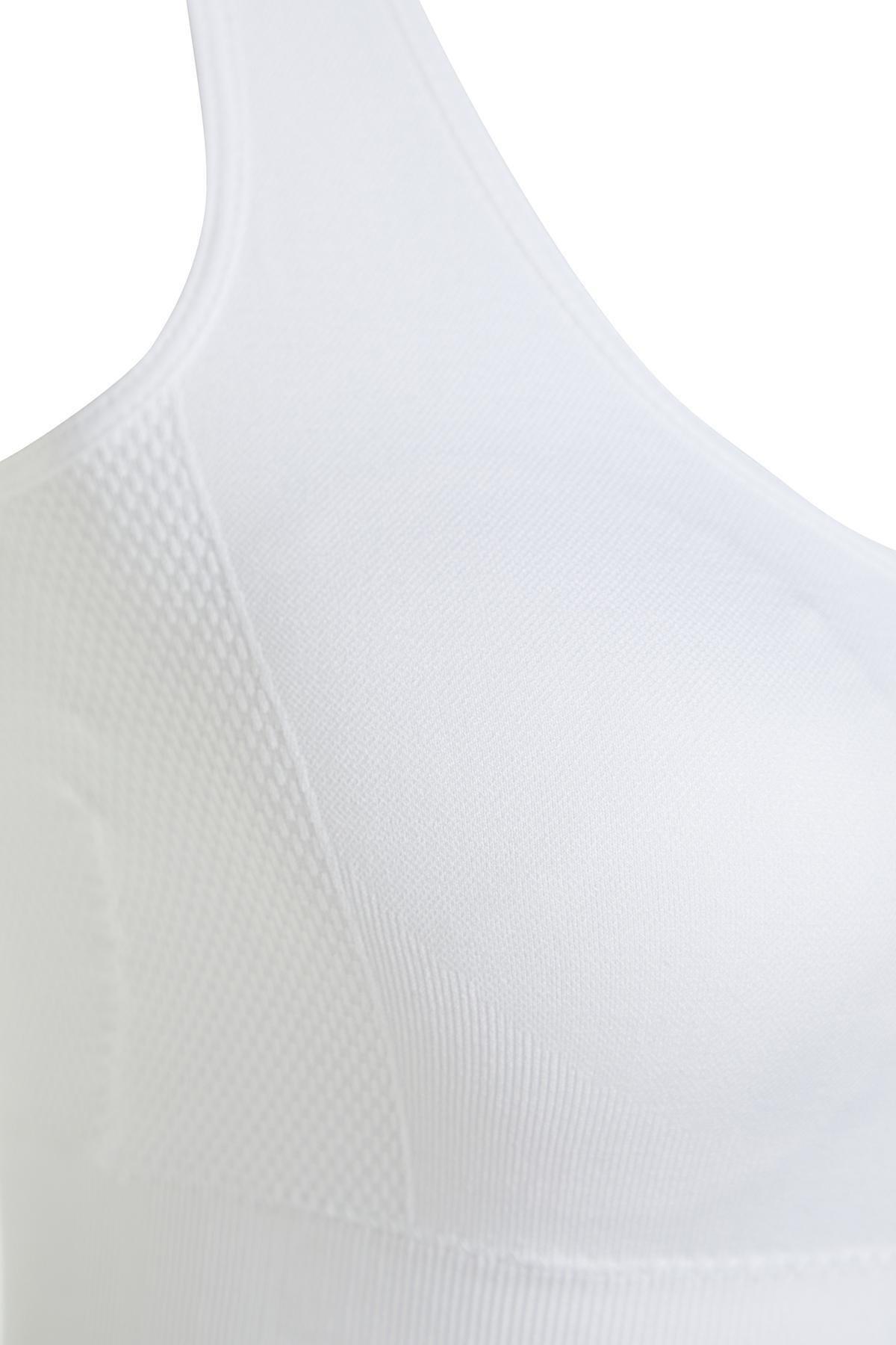 White Seamless Pattern Sports Bra, , large image number 4