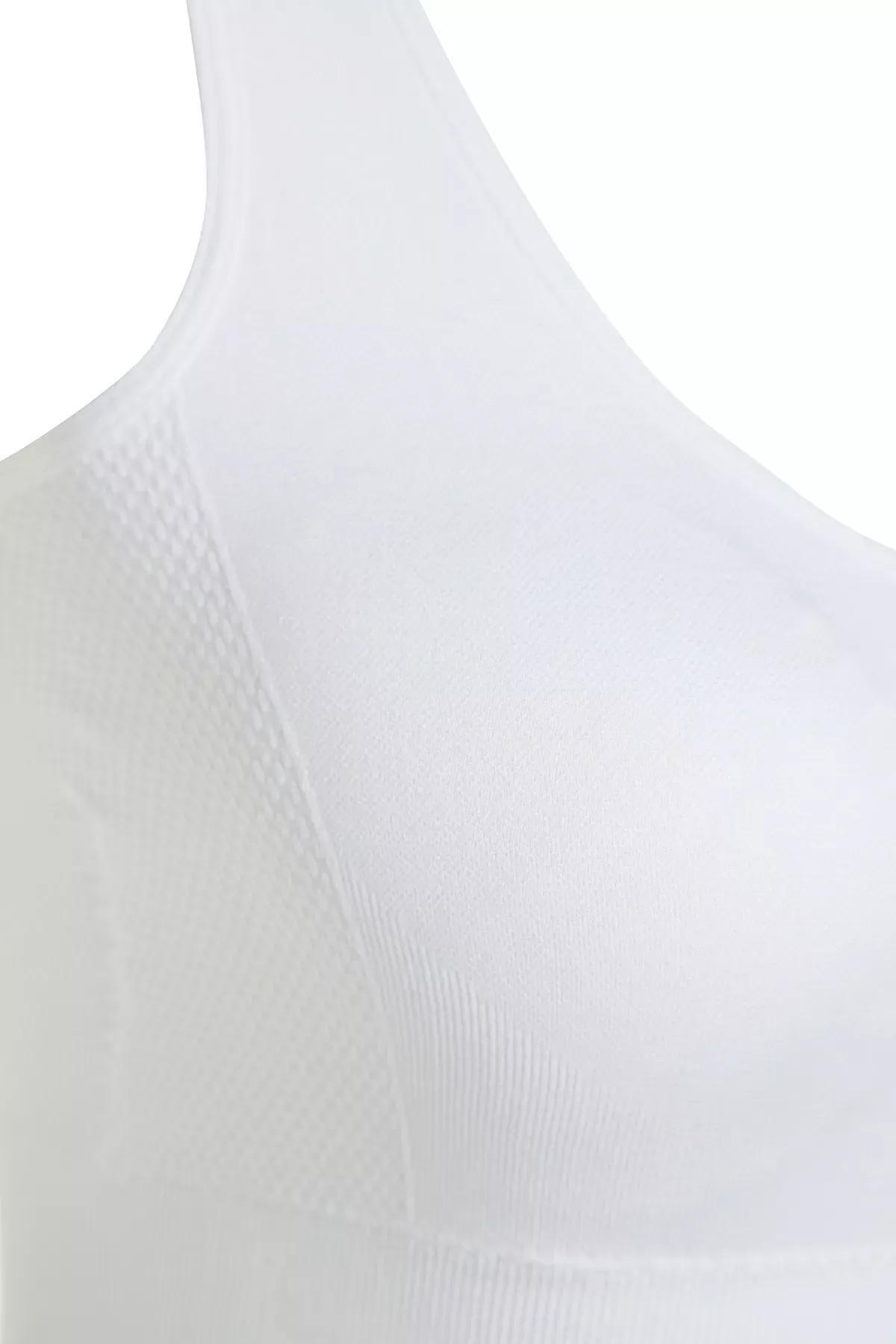 White Seamless Pattern Sports Bra, White, large image number 4