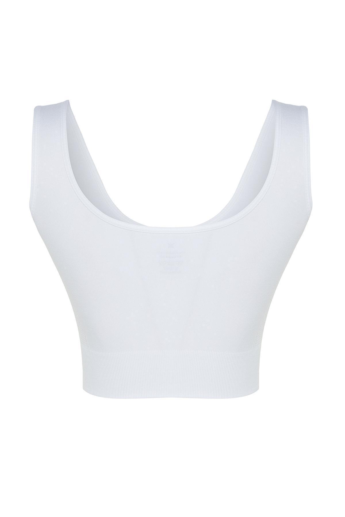 White Seamless Pattern Sports Bra, , large image number 5