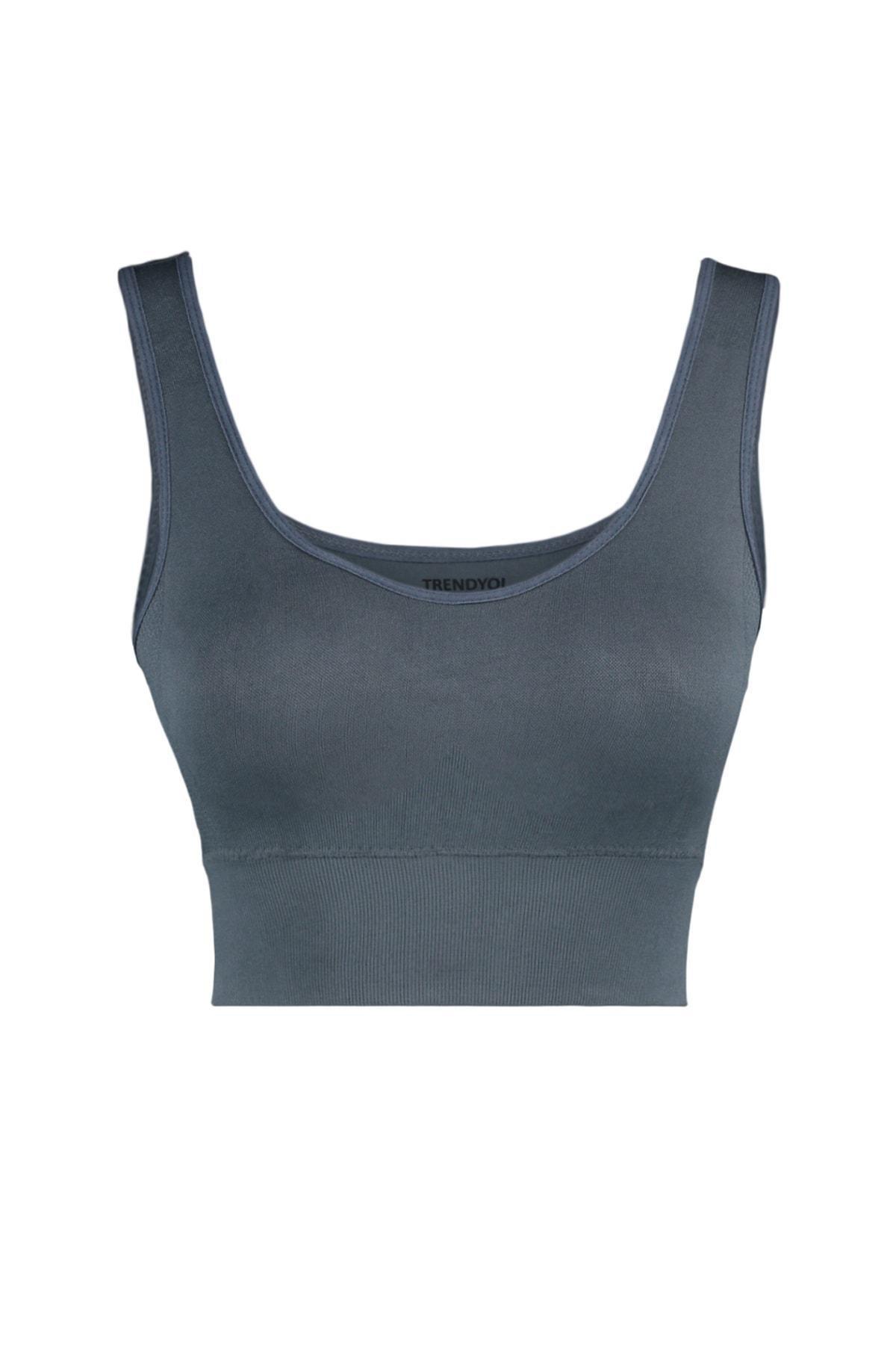 Grey Crop Sports Bra, , large image number 5