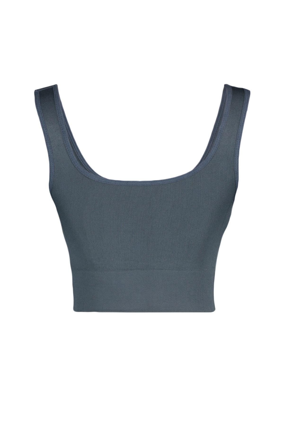 Grey Crop Sports Bra, , large image number 7