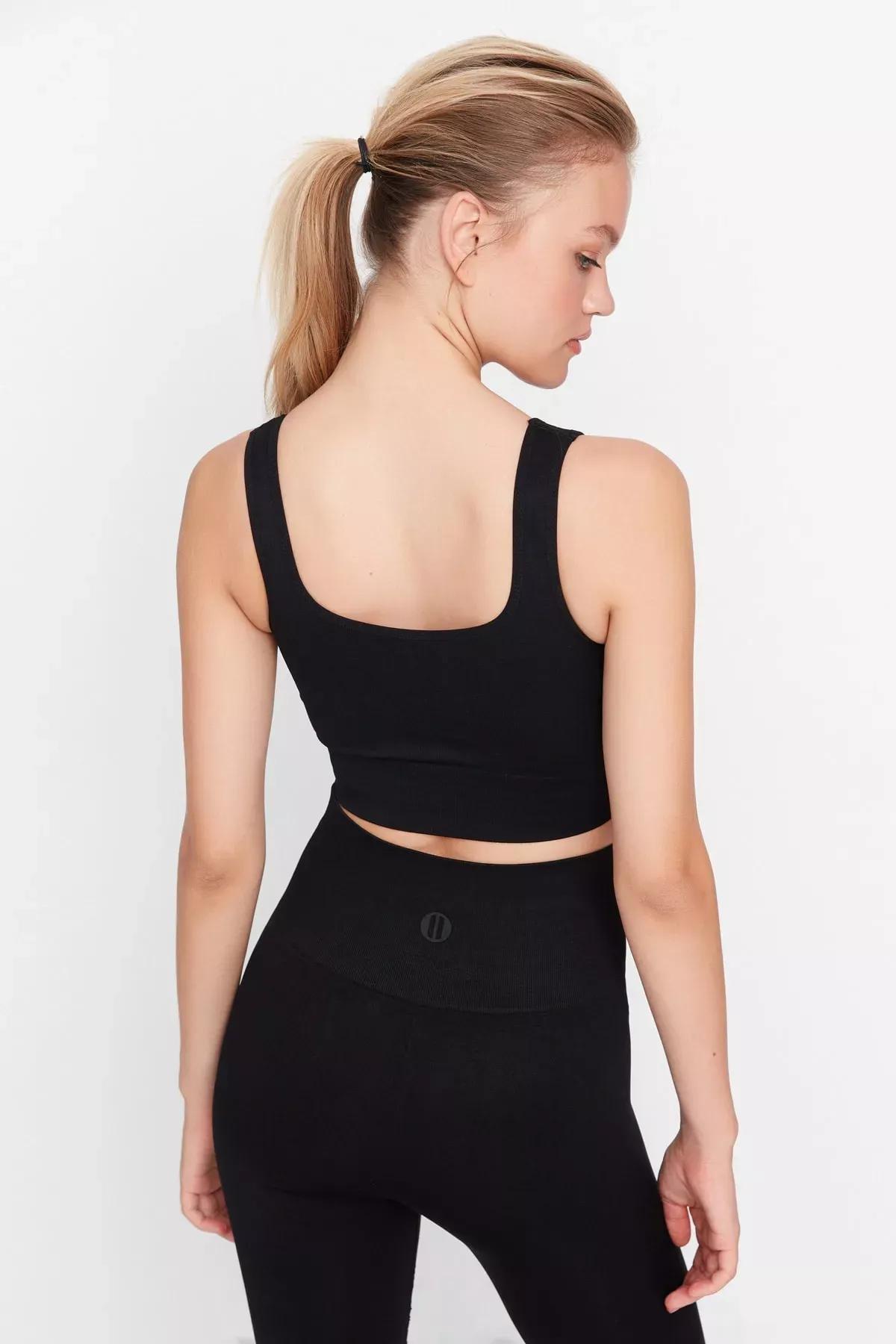 Black Crop Sports Bra, Black, large image number 4